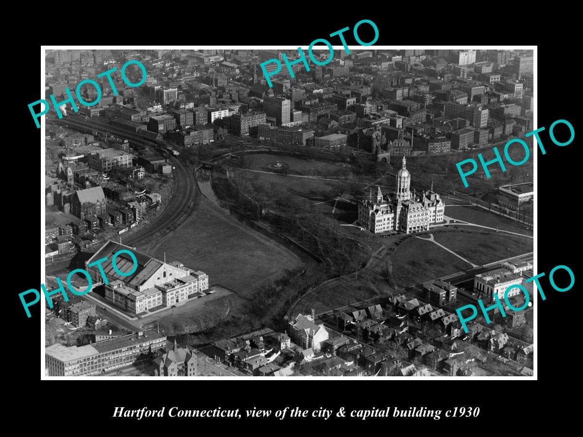 Hartford Connecticut Aerial View Of City Centre c1930 Old Large Historic Photo