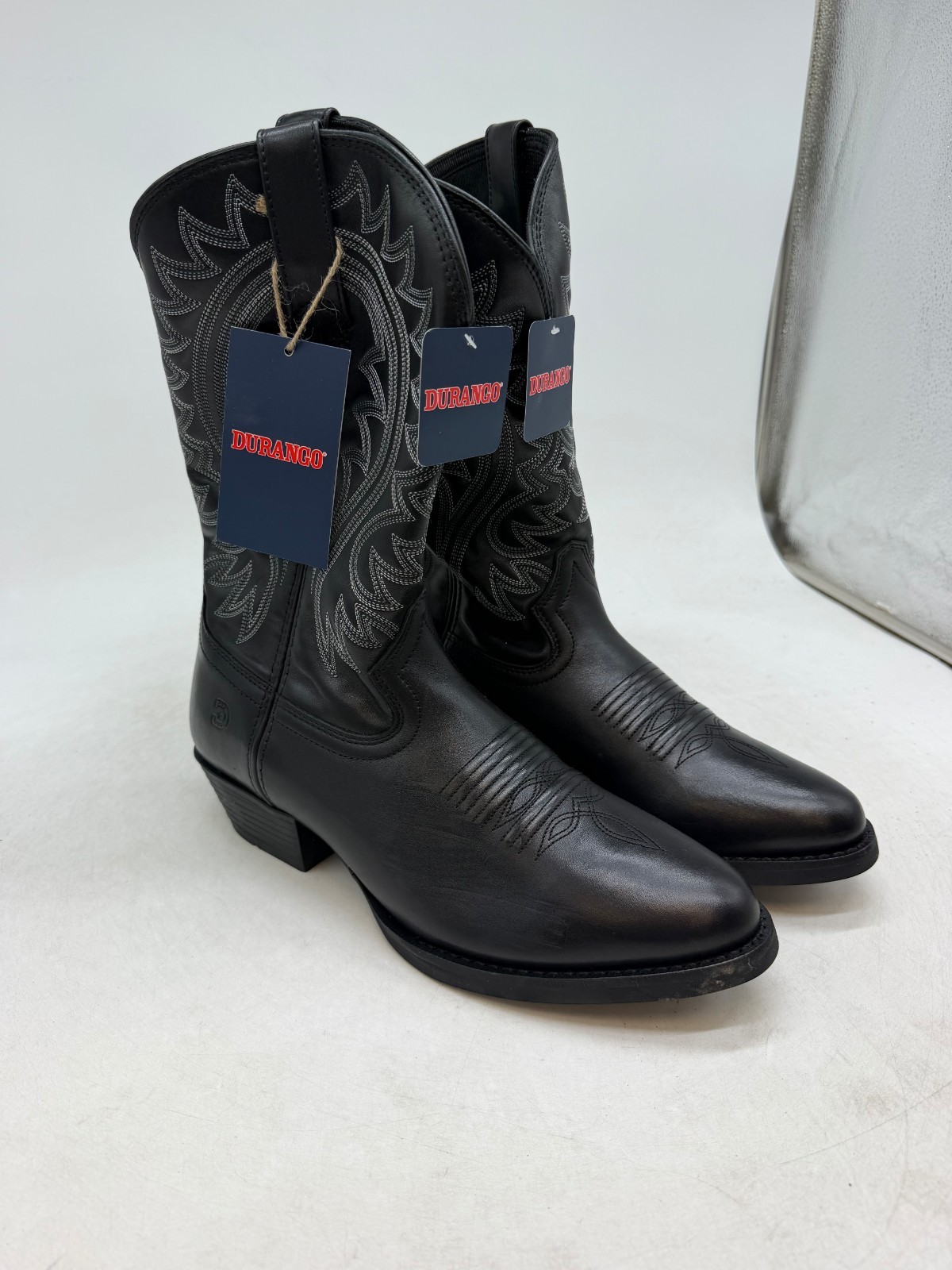 Durango Shyloh Western Boots Mens Black Onyx Leather Pull On Embroidered - 10.5 Durango Shyloh Western Boots Mens Black Onyx Leather Pull On Embroidered - 10.5