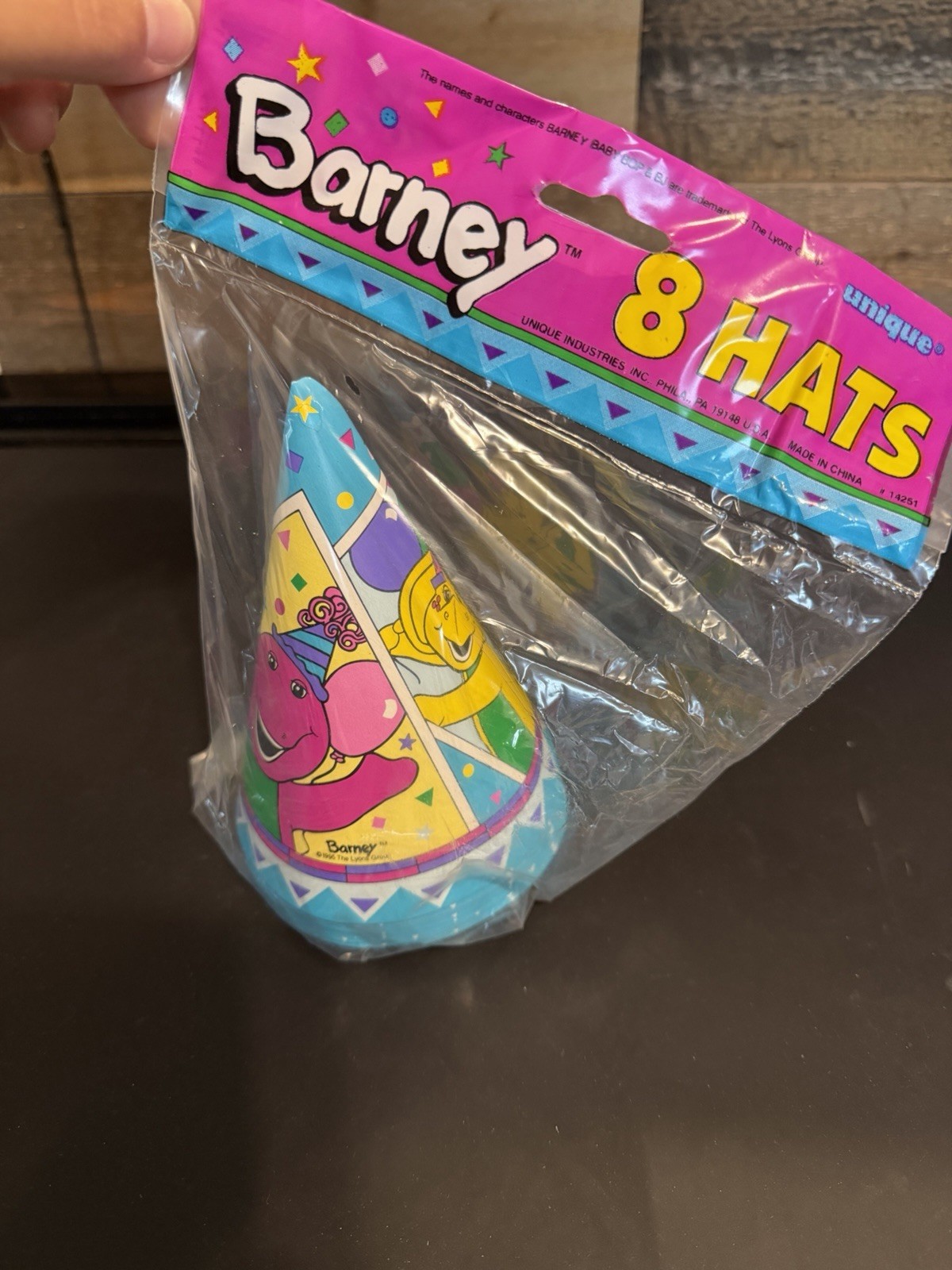 Vintage 1996 Barney the Dinosaur Birthday Party Hats 8 Count Unique Sealed NOS Vintage 1996 Barney the Dinosaur Birthday Party Hats 8 Count Unique Sealed NOS