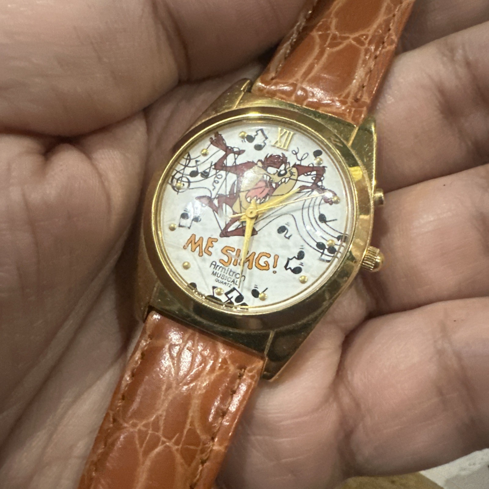 Working VTG 1994 Taz Mens Watch Armitron Musical Works Leather 33mm Fit 7.5 Working VTG 1994 Taz Mens Watch Armitron Musical Works Leather 33mm Fit 7.5