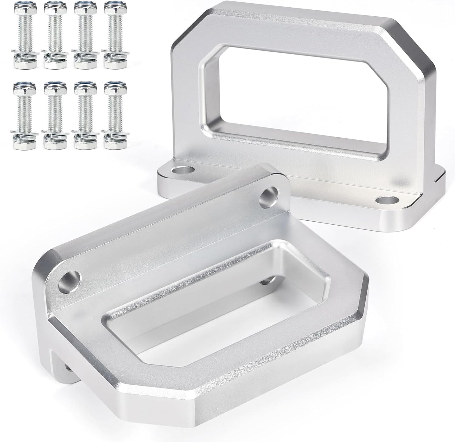 2Pcs Front Tow Hooks Recover Point for RAM 2500/3500 13-18, Silver | CNC Billet