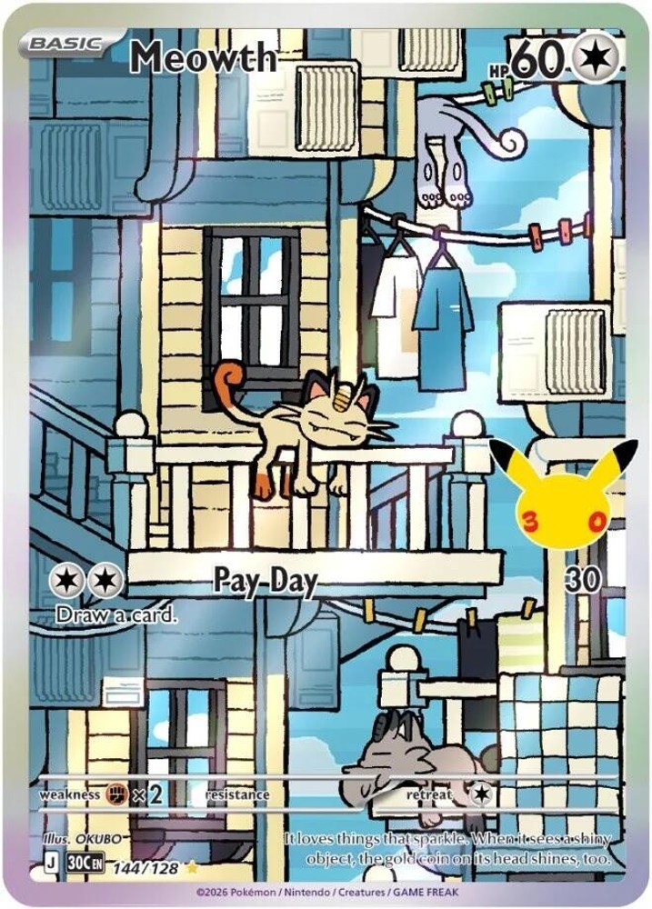 Meowth Holofoil [30C - 144/128] Pokemon EN NM