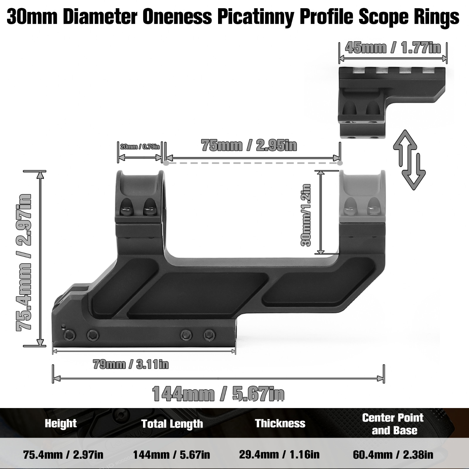 30mm/34mm Rifle Scope Mount Fast Zoom Quick Switch w/RMR Red Dot Top Mount