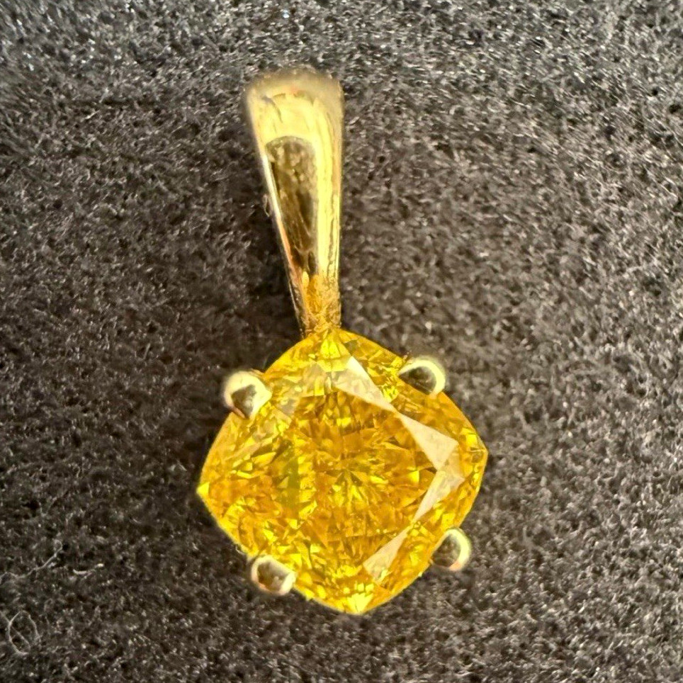 14k Yellow Gold Lab-Grown Diamond Pendant Necklace 1.01ct VVS1 Cushion 14k Yellow Gold Lab-Grown Diamond Pendant Necklace 1.01ct VVS1 Cushion