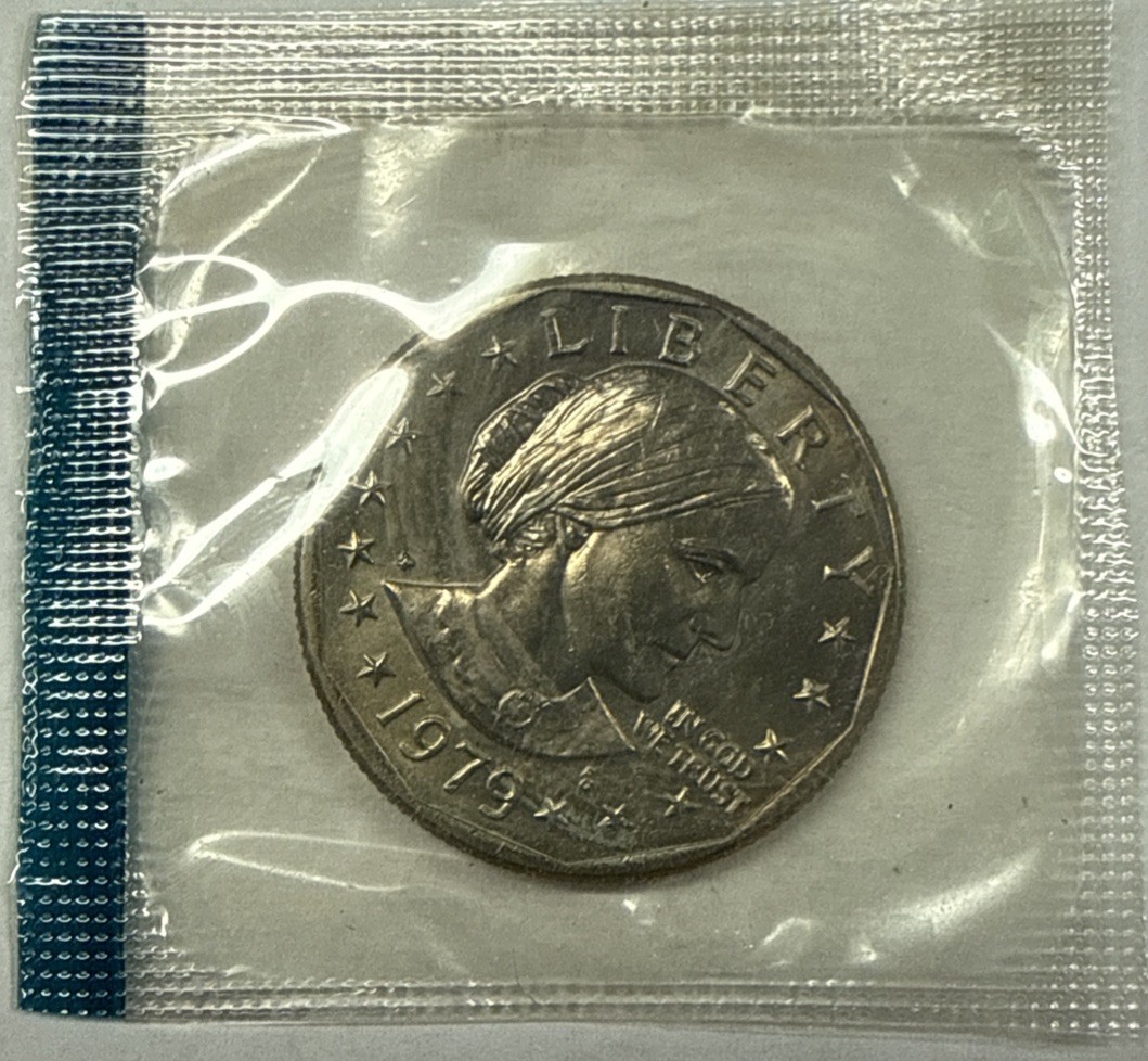 1979 P SUSAN B ANTHONY Dollar from Mint Set in Mint Cello with 1979 P SUSAN B ANTHONY Dollar from Mint Set in Mint Cello with
