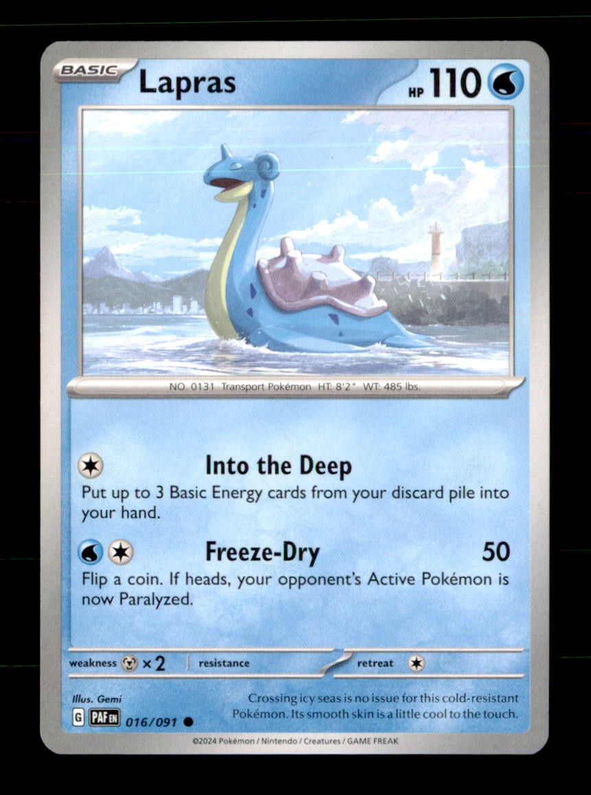 Lapras 016/091 Common Paldean Fates Pokemon Near Mint Lapras 016/091 Common Paldean Fates Pokemon Near Mint