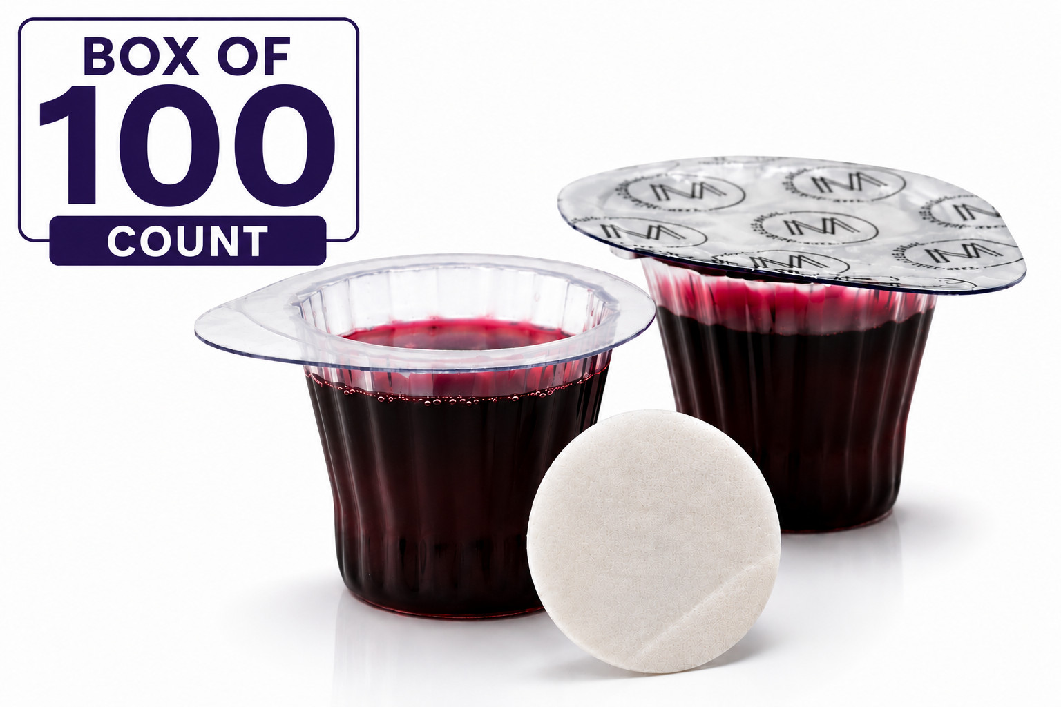 The Miracle Meal Pre-filled Communion Cups & Wafer - Box of 100 Made in USA
