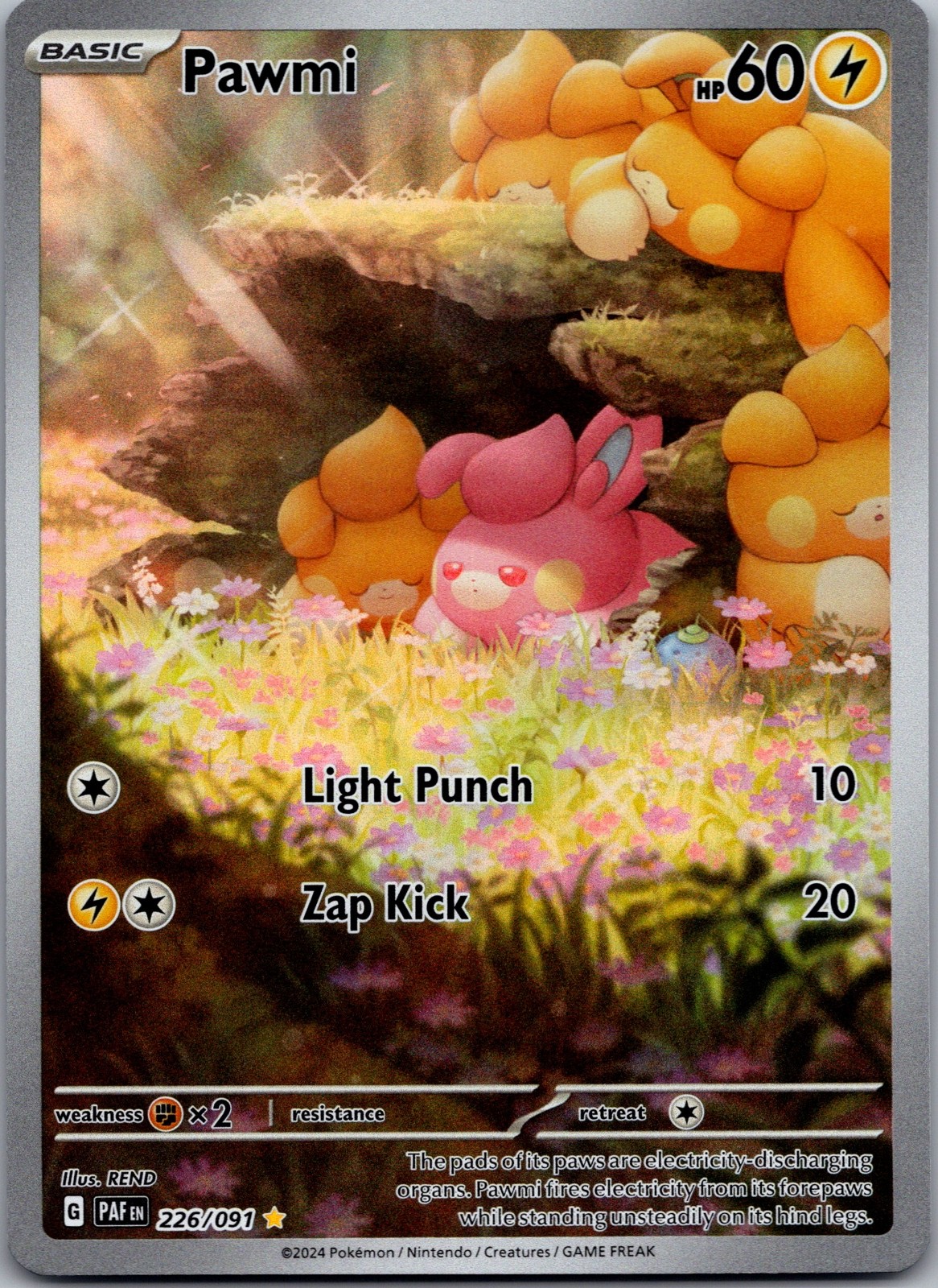 Pawmi Holo Illustration Rare SV: Paldean Fates 226/091 NM Pawmi Holo Illustration Rare SV: Paldean Fates 226/091 NM