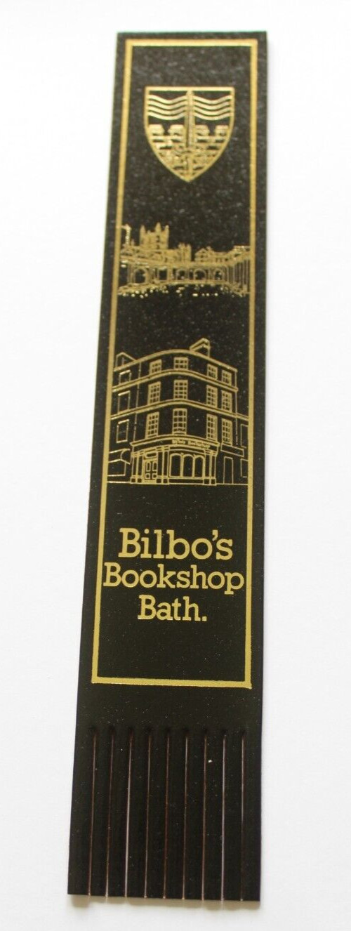 Bilbo's Bookshop Bath Vintage Black Leather Bookmark
