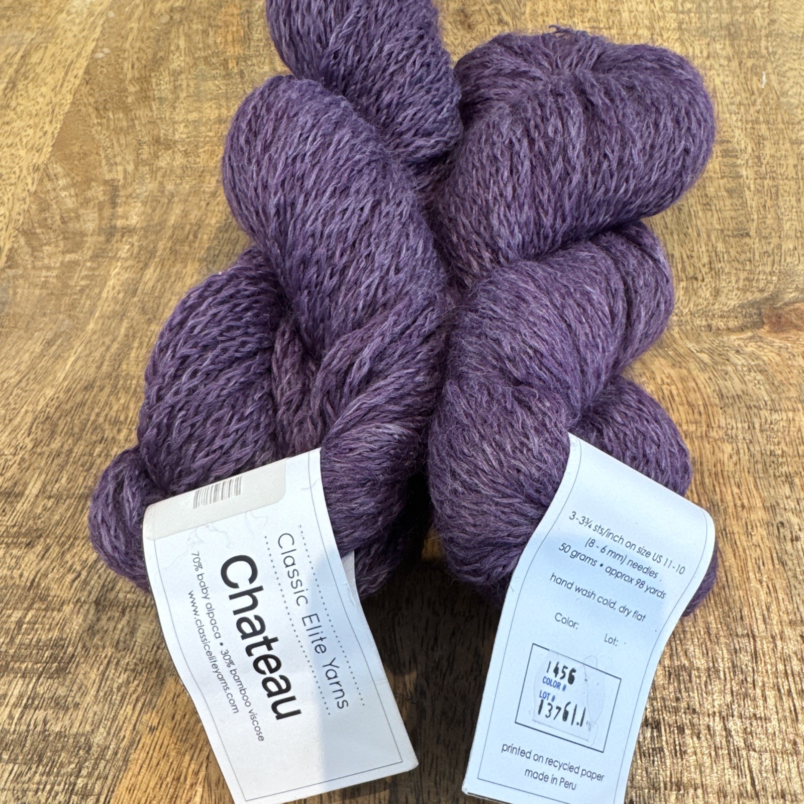 Classic Elite Yarns Chateau Alpaca Bamboo Blend Yarn Skein Color 1456 Purple 50g
