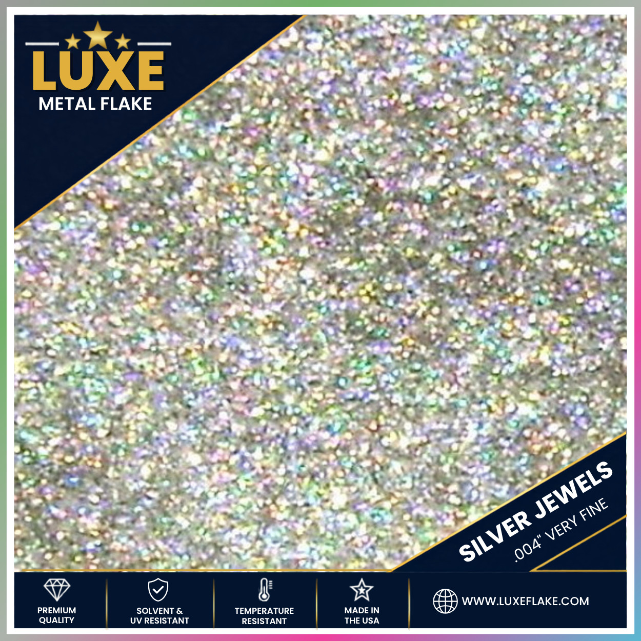 2lb Silver Jewels Holographic Metal Flake, .004\