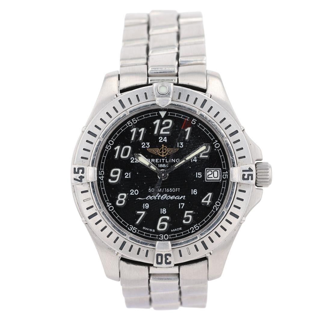 Breitling Colt Ocean 38mm Black Dial Quartz Stainless Steel Men\'s Wristwatch