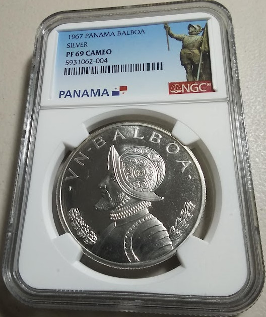 :1967 S1-BALBOA SILVER PANAMA NEAR PERFECT PROOF NGC PF69CAM RARE R9 TOP POP 2/0