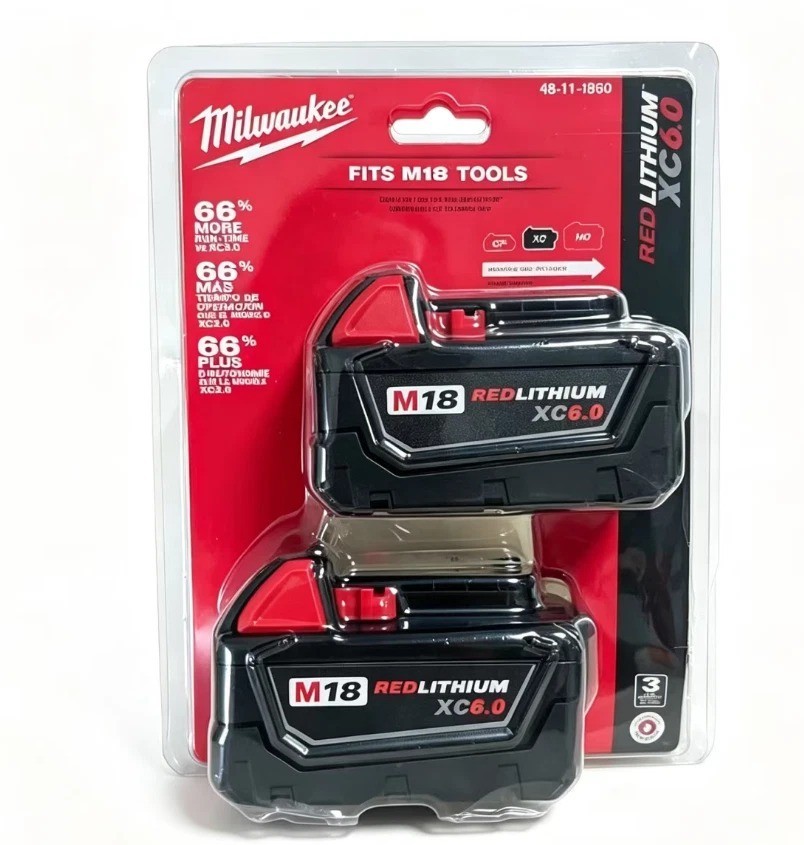 2 x Milwaukee M18 REDLITHIUM XC6.0 6.0Ah Battery 18V 6AH pack of 2 NEW SEALED
