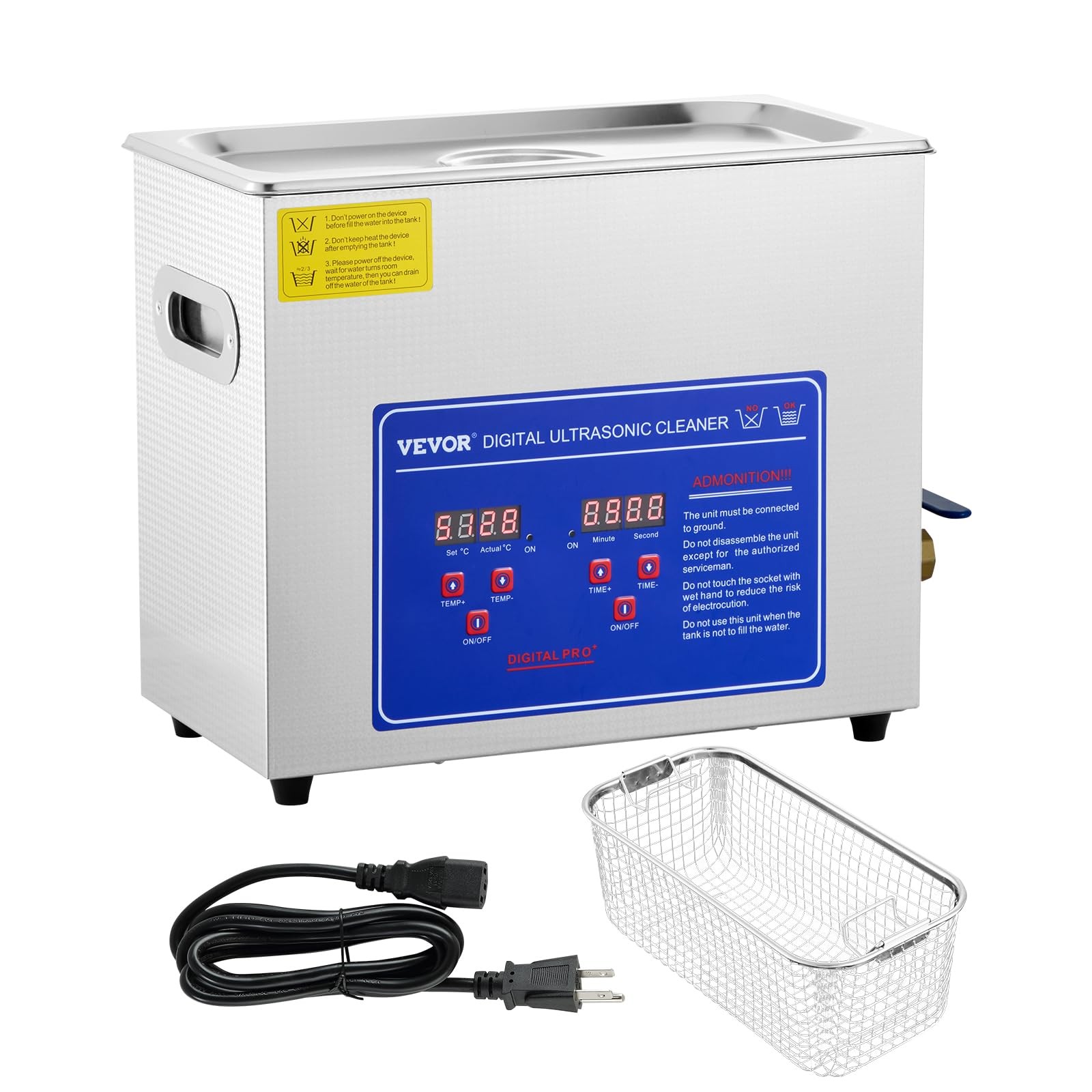 VEVOR 6L Commercial Sonic Cleaner, 40kHz Professional Cleaning 6L, Silver VEVOR 6L Commercial Sonic Cleaner, 40kHz Professional Cleaning 6L, Silver