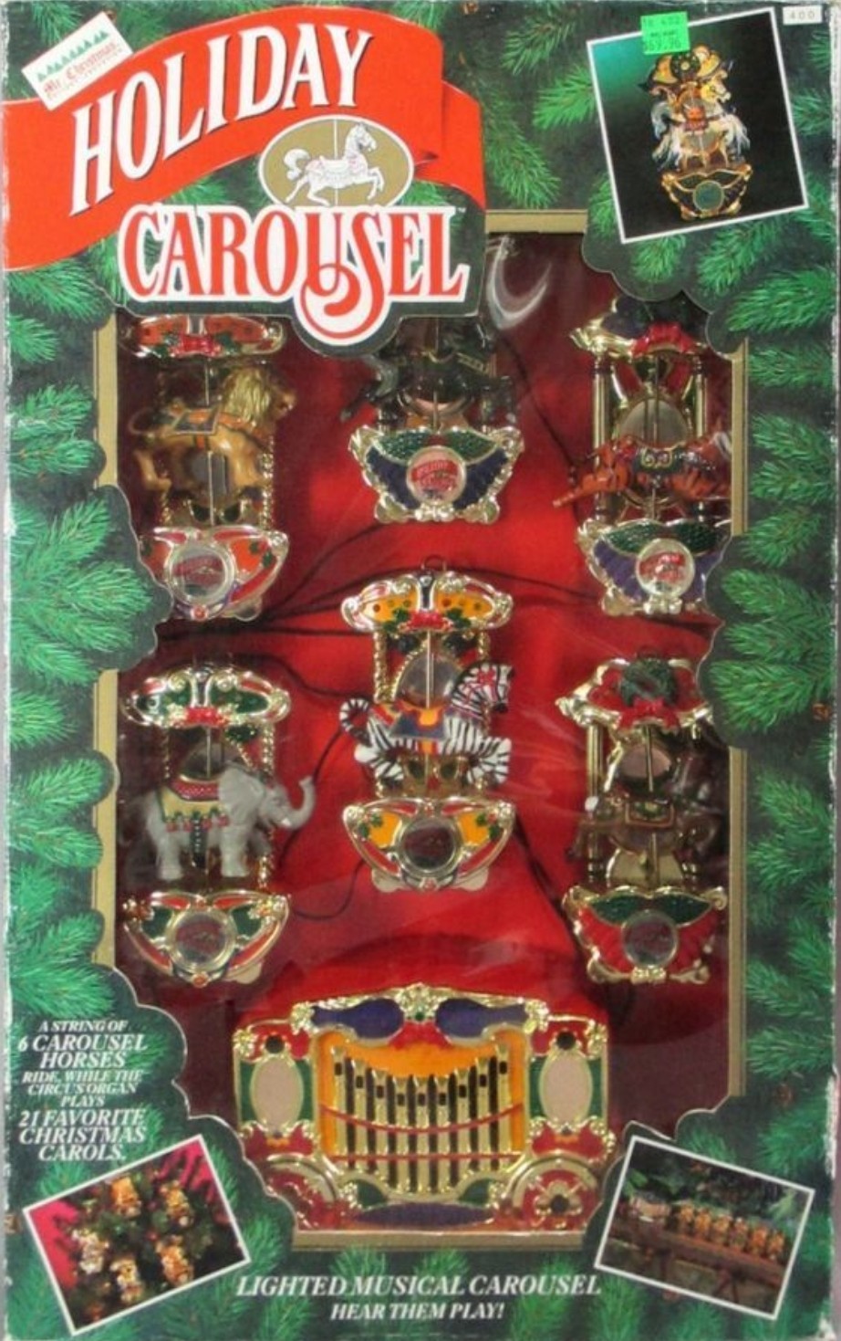 Vintage Mr Christmas Holiday Carousel Works 1992 Musical Boxed Moving Horses Vintage Mr Christmas Holiday Carousel Works 1992 Musical Boxed Moving Horses