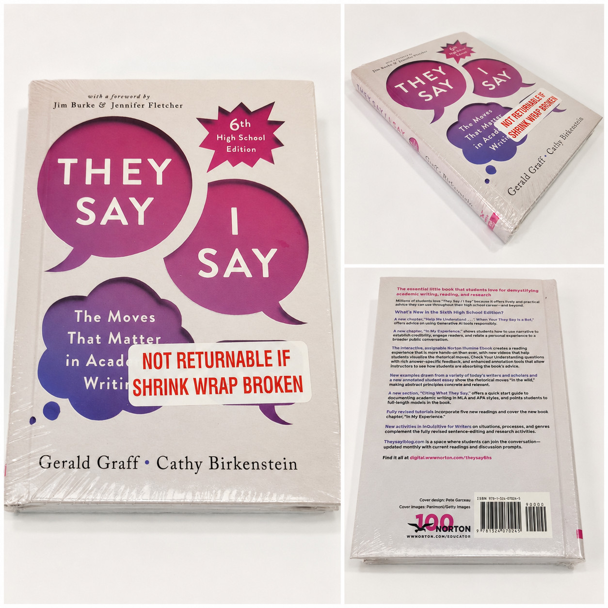 They Say I Say 6th High School Edition Graff Birkenstein New Sealed They Say I Say 6th High School Edition Graff Birkenstein New Sealed