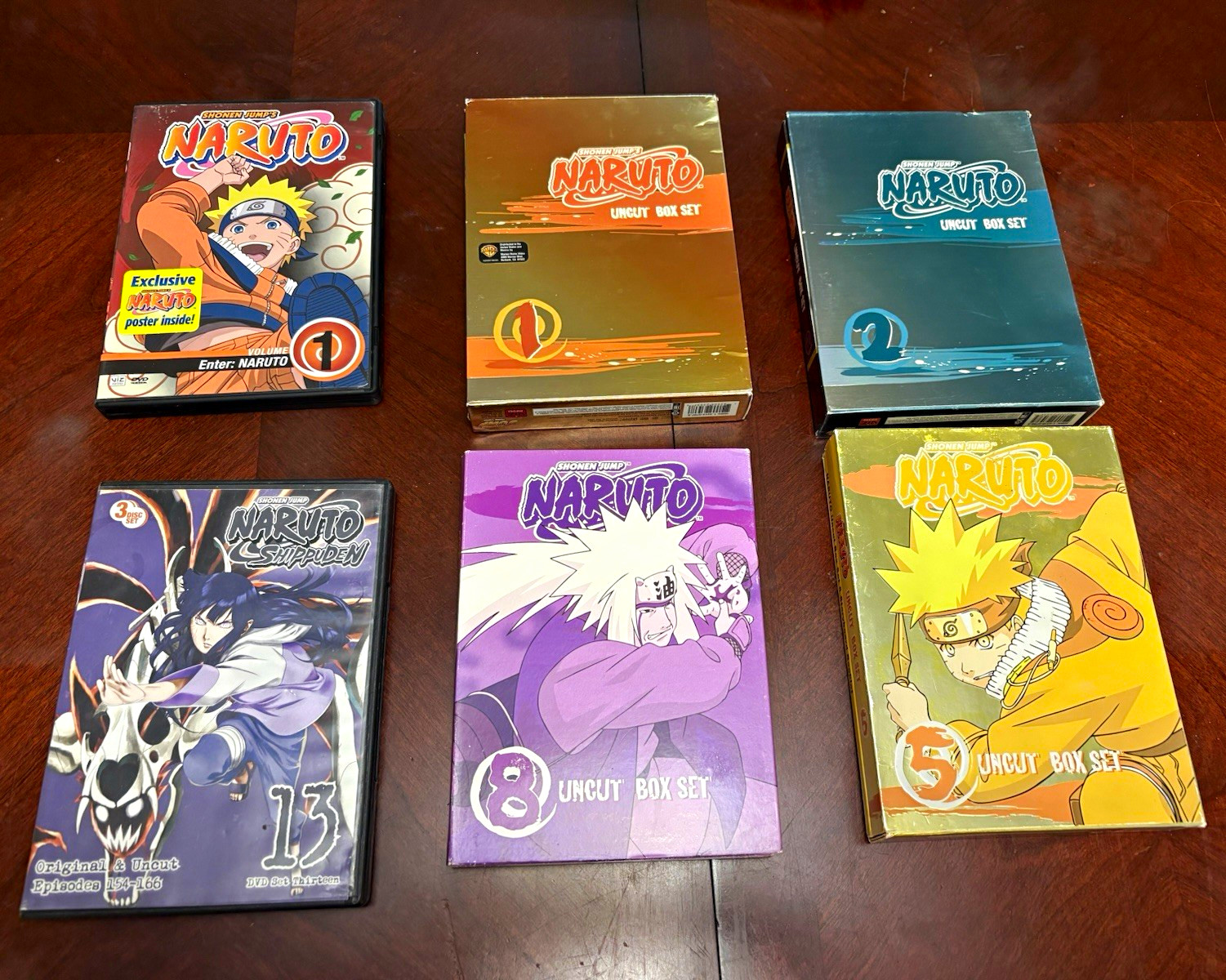 Naruto Uncut DVD Sets 1,2,5,8. 2 Extra volumes Naruto Uncut DVD Sets 1,2,5,8. 2 Extra volumes