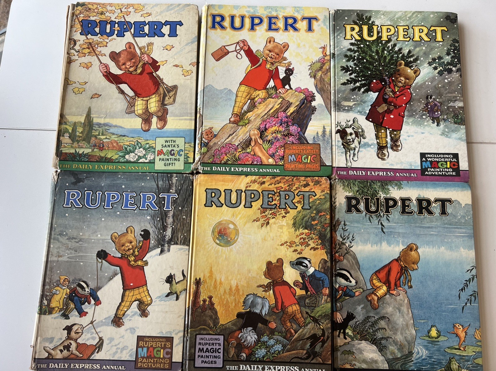 Vintage Rupert Bear Annual Lot of 6 Mixed 1960s Years Daily Express 1st Editions