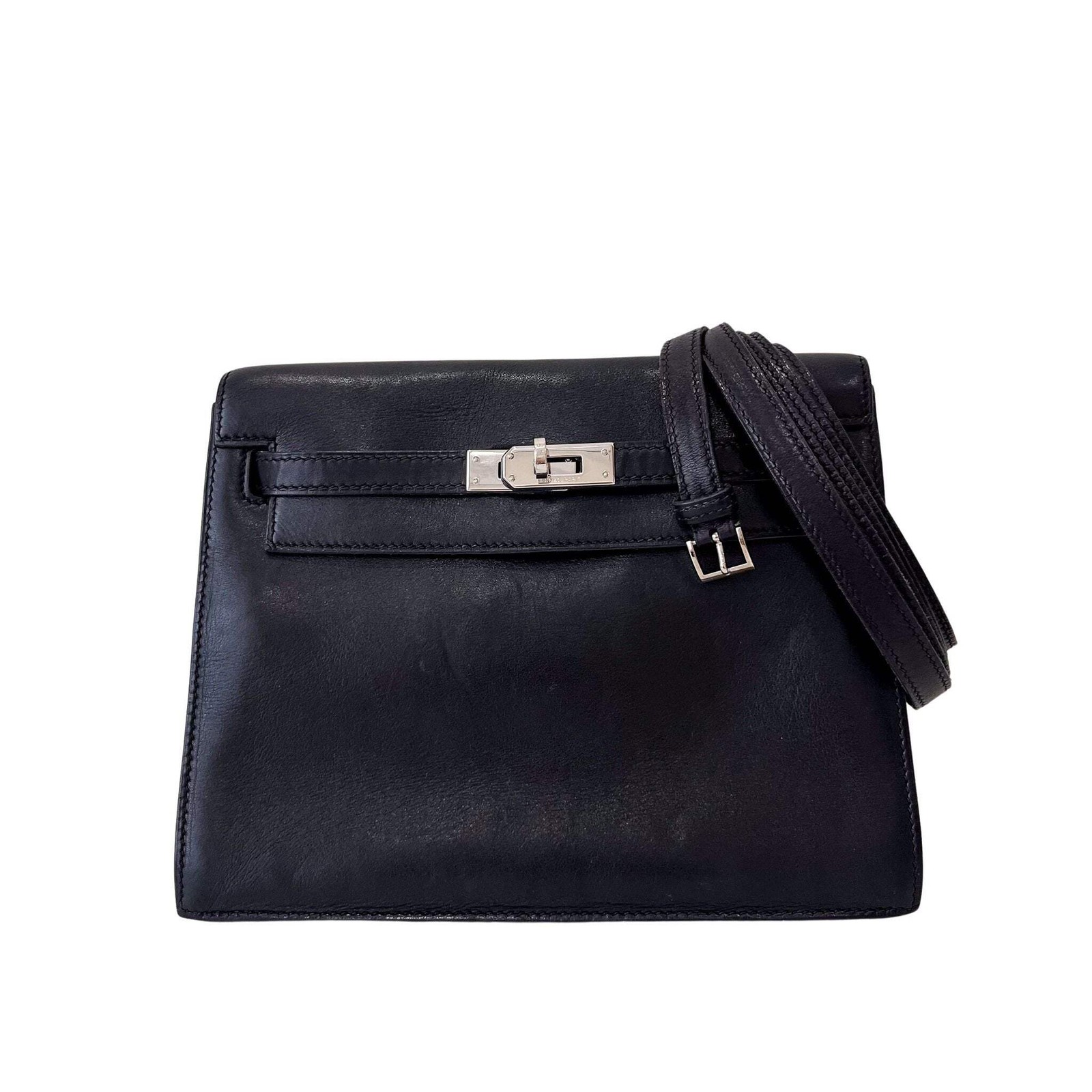 HERMES Kelly Danse Black Swift Leather Palladium Hardware 2007