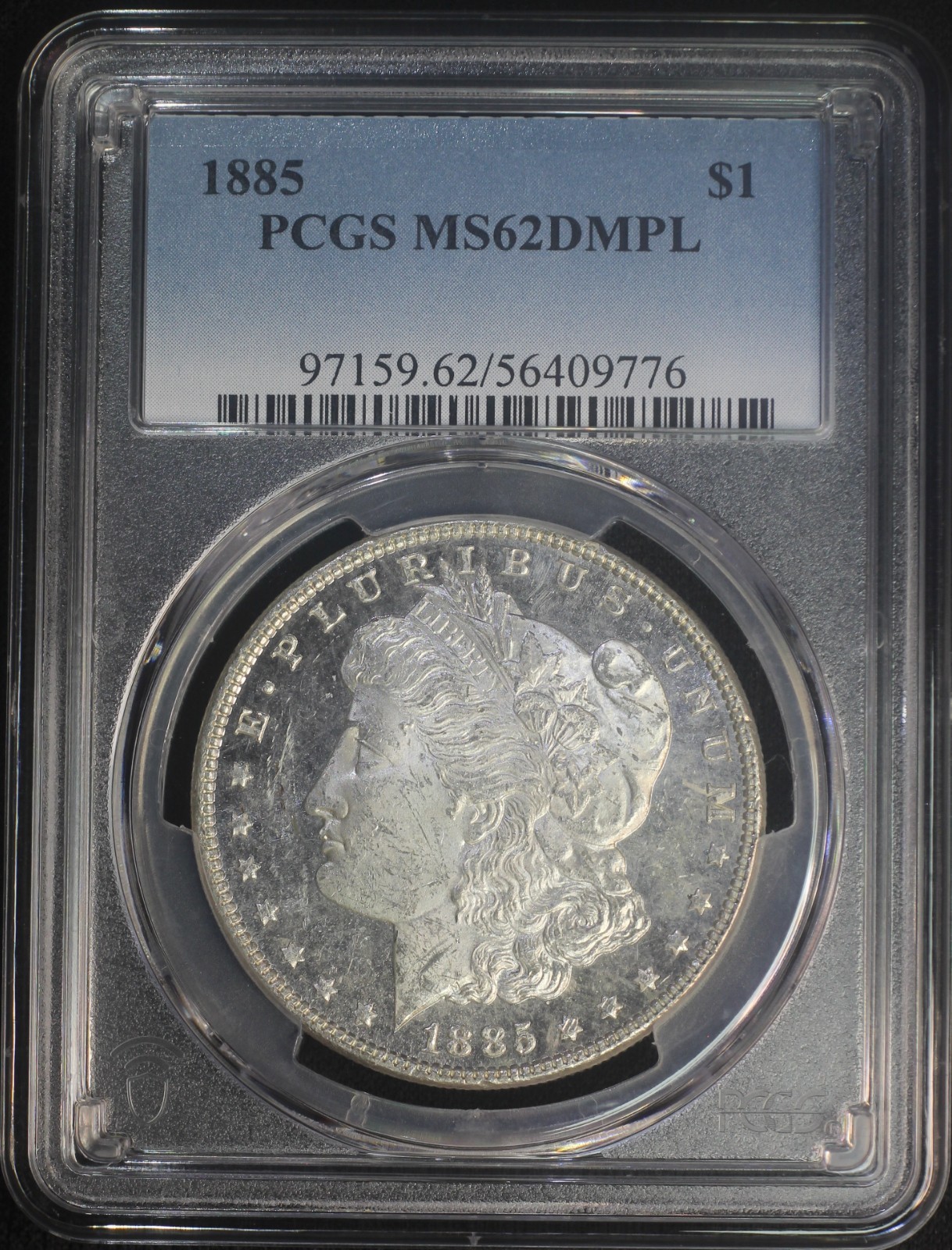 1885 P $1 Morgan Silver Dollar PCGS MS62DMPL Flashy Deep Mirror Prooflike 1885 P $1 Morgan Silver Dollar PCGS MS62DMPL Flashy Deep Mirror Prooflike