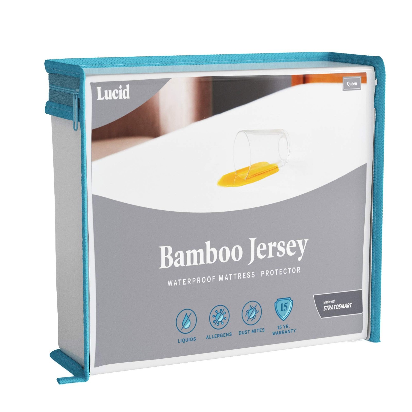 LUCID Rayon from Bamboo Jersey Mattress Protector California King Waterproof LUCID Rayon from Bamboo Jersey Mattress Protector California King Waterproof