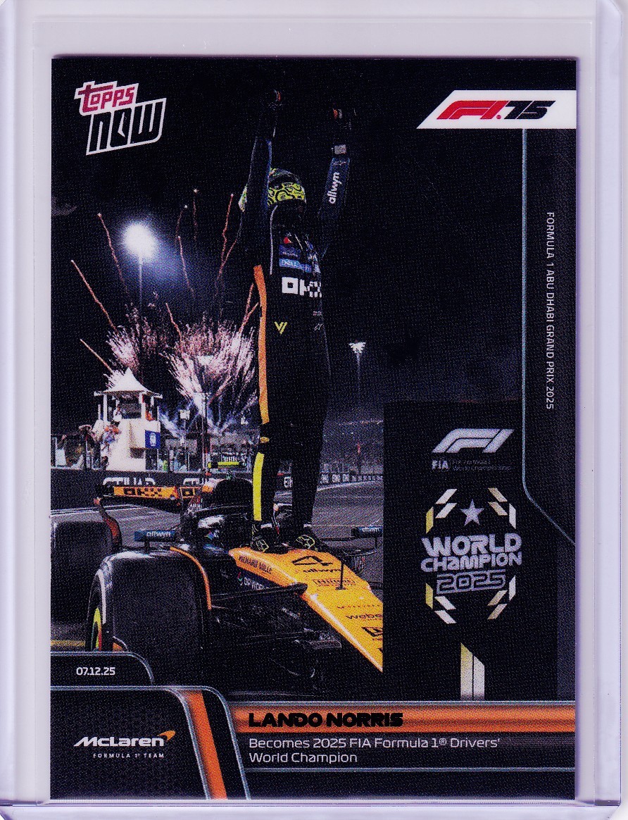 2025 Topps NOW Formula 1 #86 Lando Norris World Champion Card