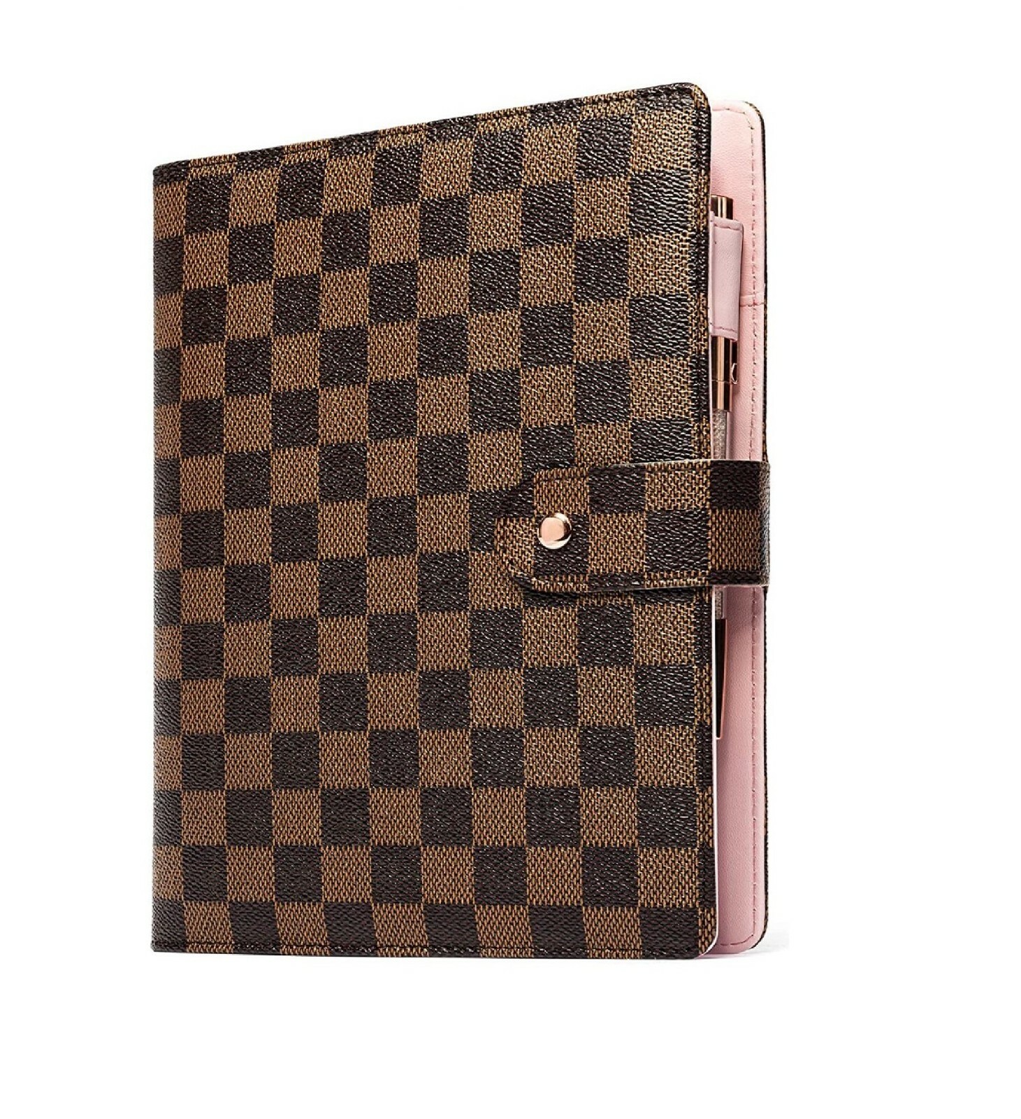 💗 Luxury Checkered A6 Agenda Binder Planner Journal Notepad Gift Brown 💗 Luxury Checkered A6 Agenda Binder Planner Journal Notepad Gift Brown
