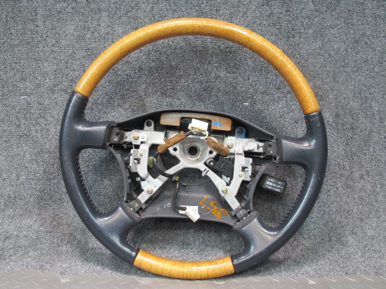 98-00 LEXUS UCF20L LS400 LEATHER WOOD STEERING W CRUISE CONTROL SWITCH DARK GRAY