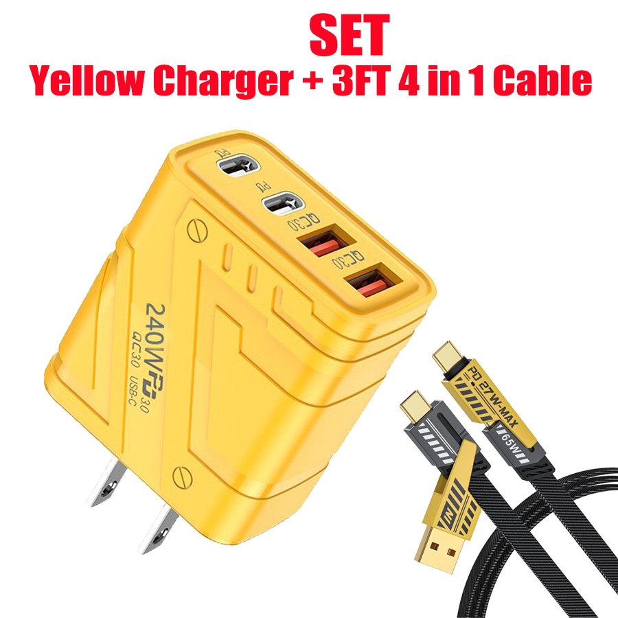 240W Fast Charging USB Type C US Wall Charger For Samsung iPhone Android Phone