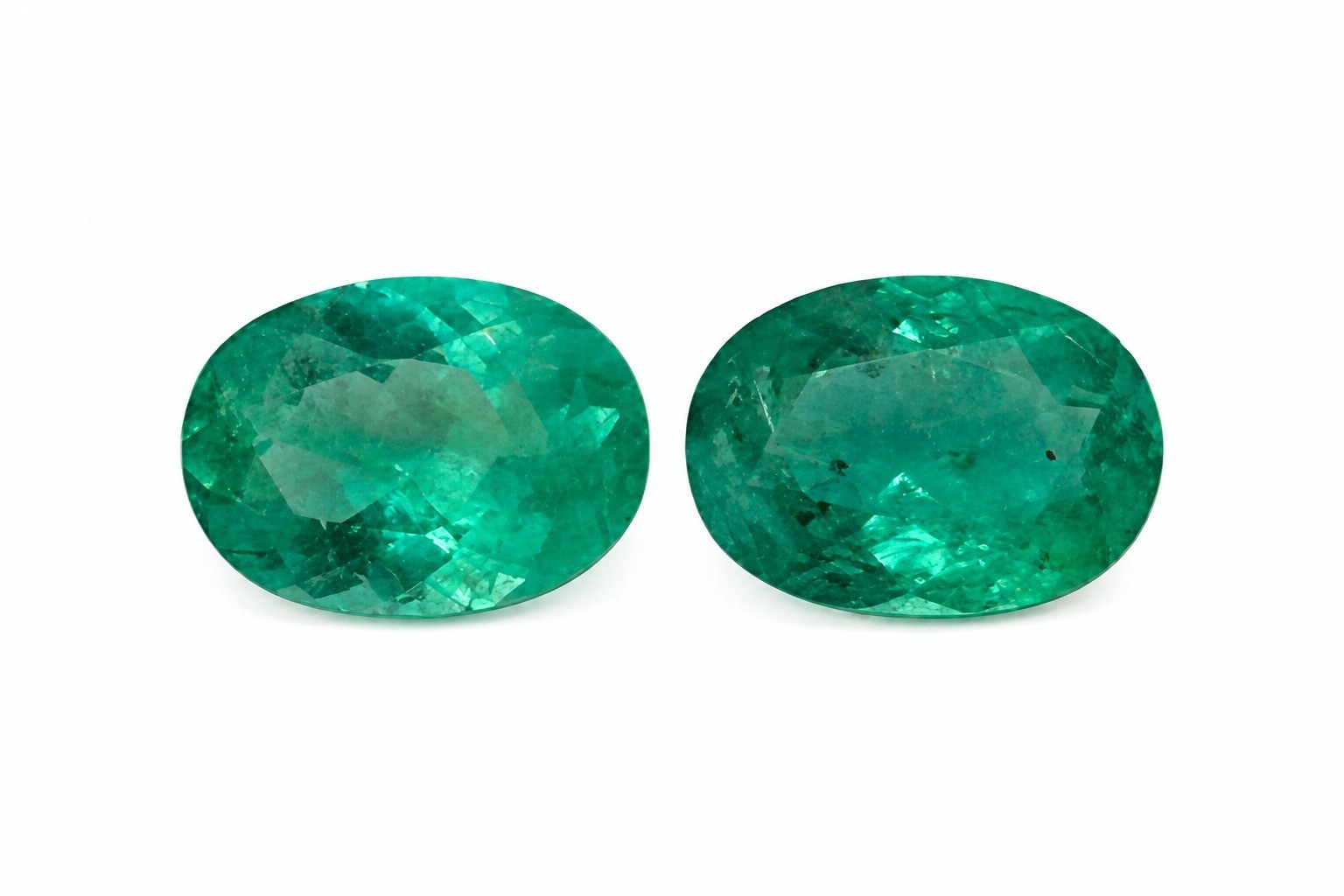 Natural Brazilian Emerald Matched Pair 1.33ct Total – Oval Cut 7x5mm Loose Gems