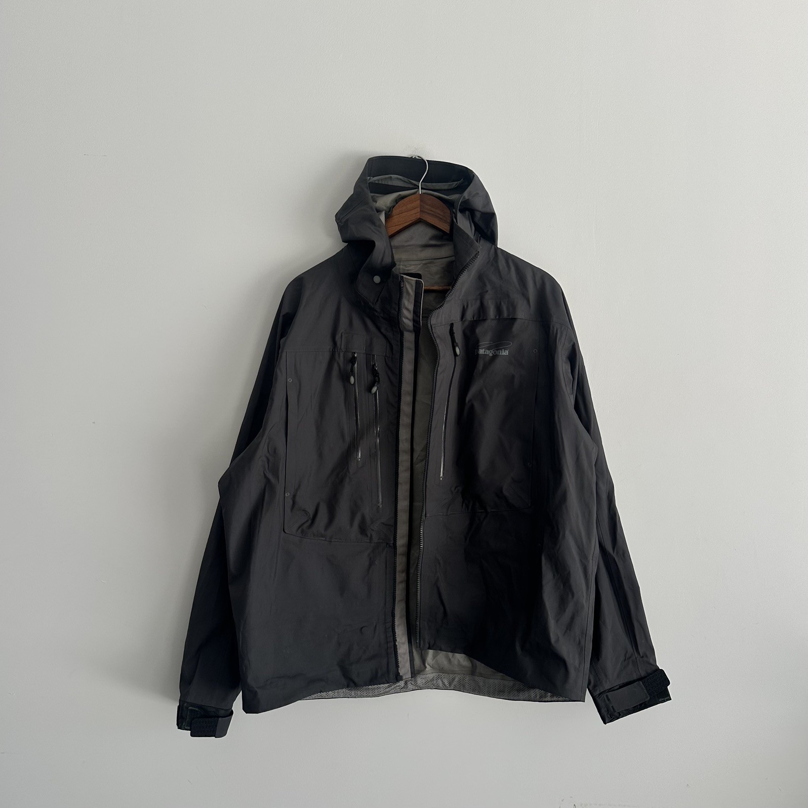 Patagonia River Salt H2No Rain Coat Jacket L Gray Fly Fishing Zip Hood Patagonia River Salt H2No Rain Coat Jacket L Gray Fly Fishing Zip Hood