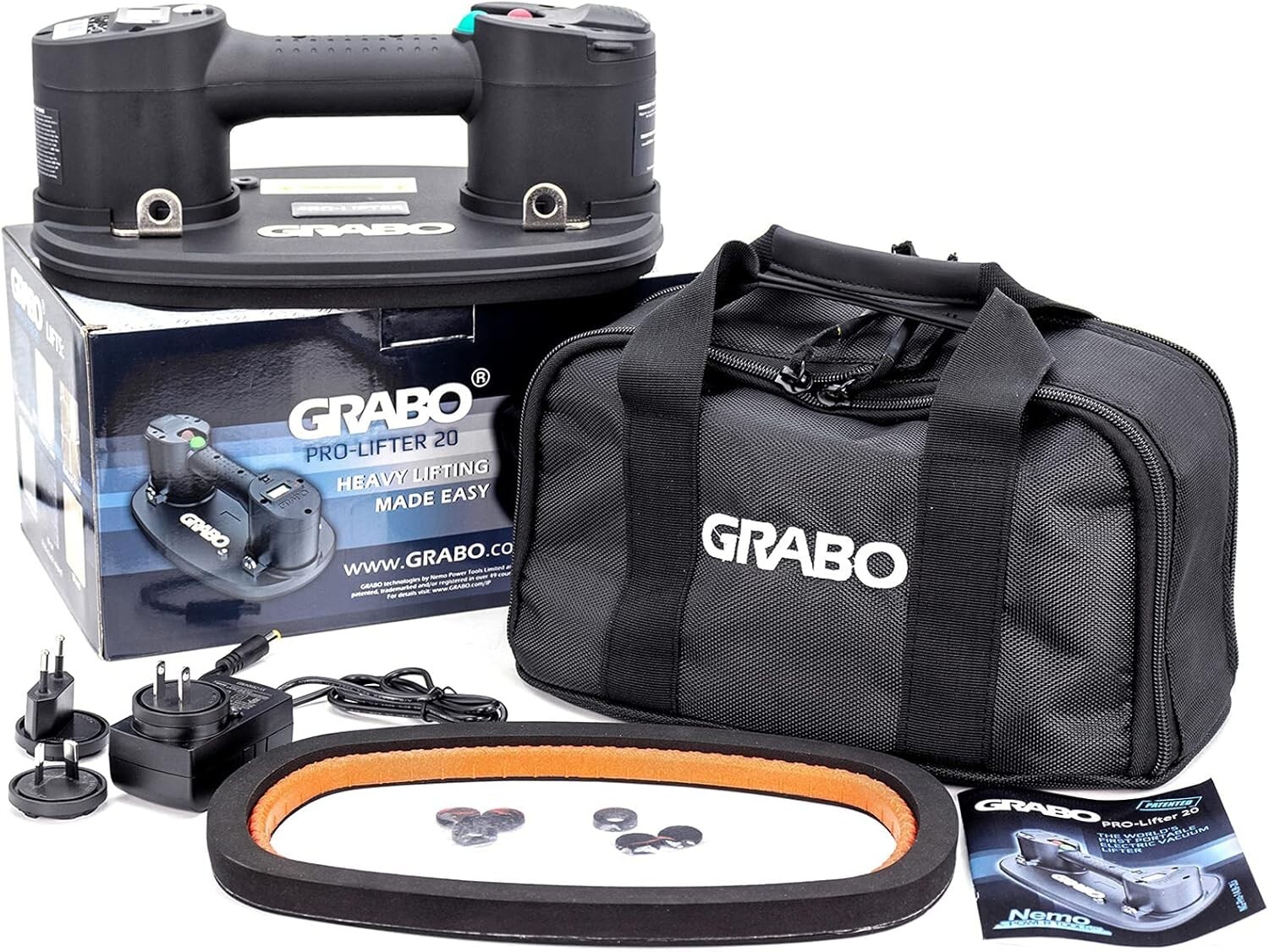 Grabo Pro Lifter 20: Electric Suction Cup with Digital Display, 375 lbs Capacity Grabo Pro Lifter 20: Electric Suction Cup with Digital Display, 375 lbs Capacity