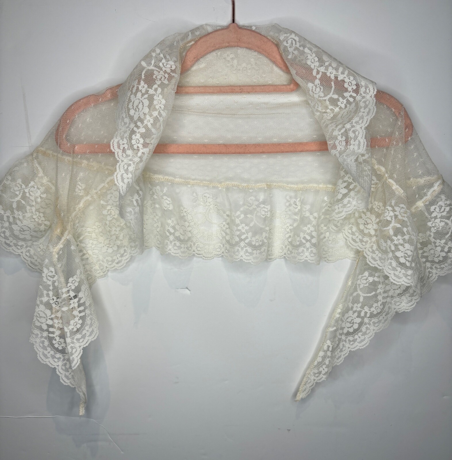 NWT VTG 70'S-80'S CREATIONS III PRAIRIE IVORY WHITE LACE COVER UP WRAP STOLE*O/S
