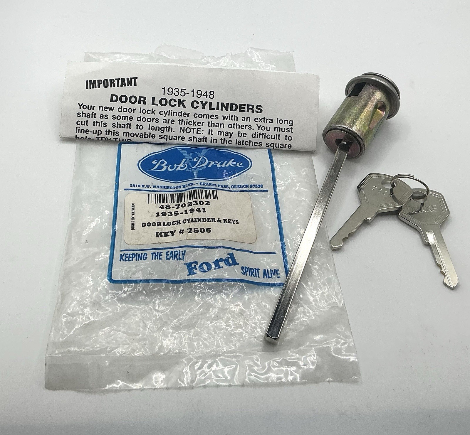 Bob Drake Door Lock Cylinder & Keys Set 1935-1941 Ford Part#48-702302 NEW Bob Drake Door Lock Cylinder & Keys Set 1935-1941 Ford Part#48-702302 NEW