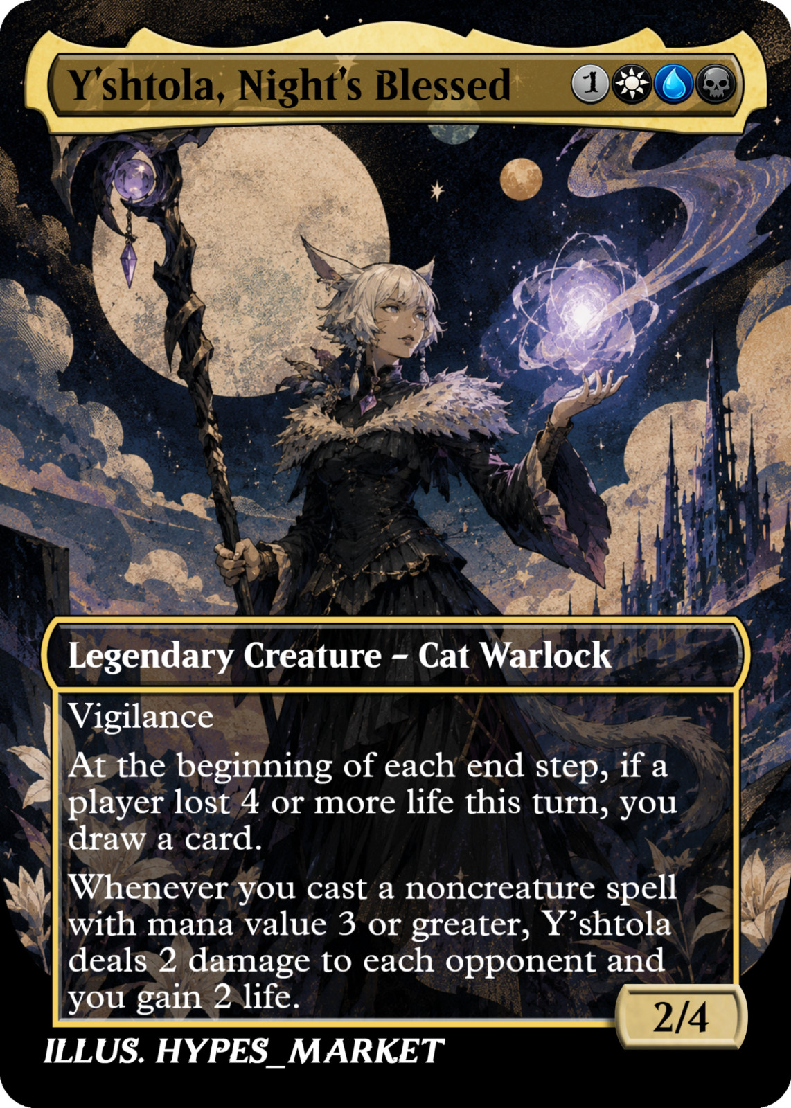 Y\'shtola, Night\'s Blessed FOIL Proxy Card with Custom Fantasy Art