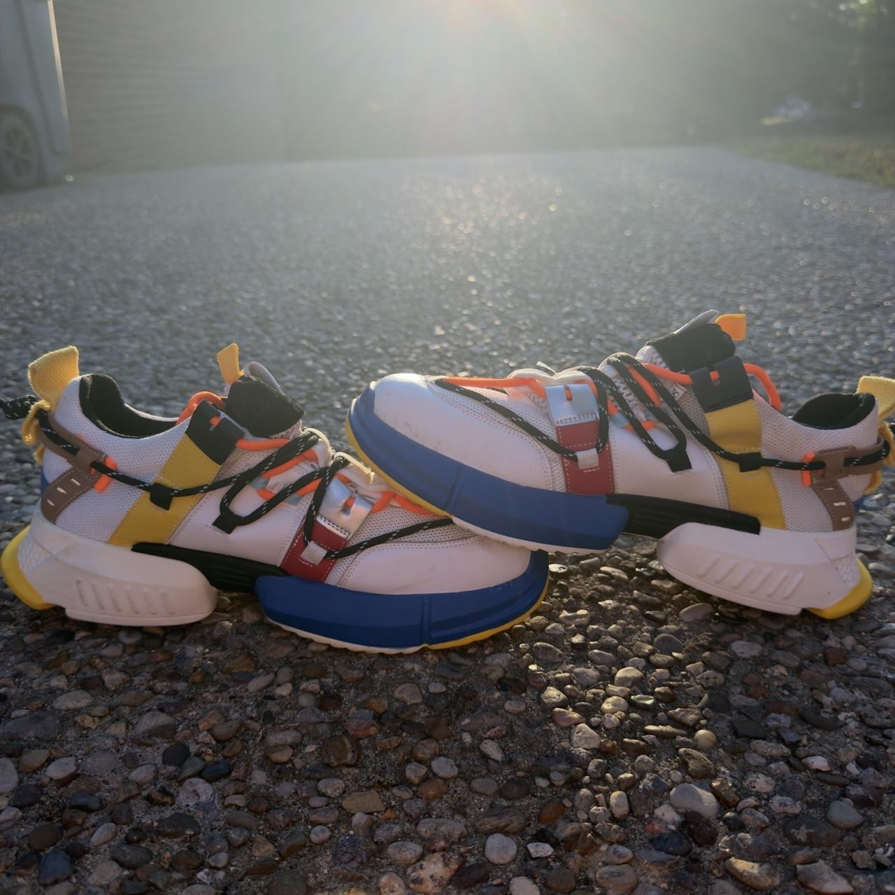 Multicolor Chunky Colorblock Sneakers White Blue Yellow Orange – Pre-Owned Multicolor Chunky Colorblock Sneakers White Blue Yellow Orange – Pre-Owned