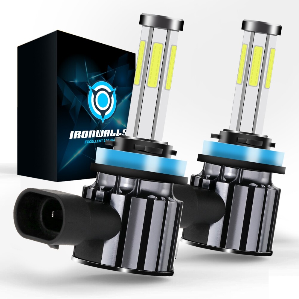 6-sides H11/H9/H8 LED Headlight Kit High/Low Beam Bulbs Super Bright 6500K White