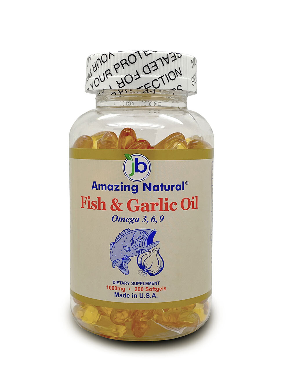 Amazing Natural Fish & Garlic Oil 1000 mg 200 Softgels