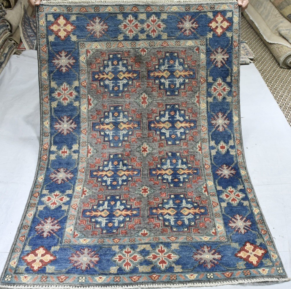 Geometric  Kazak Oriental Accent Rug 3x5ft Wool Hand-knotted Foyer carpet 