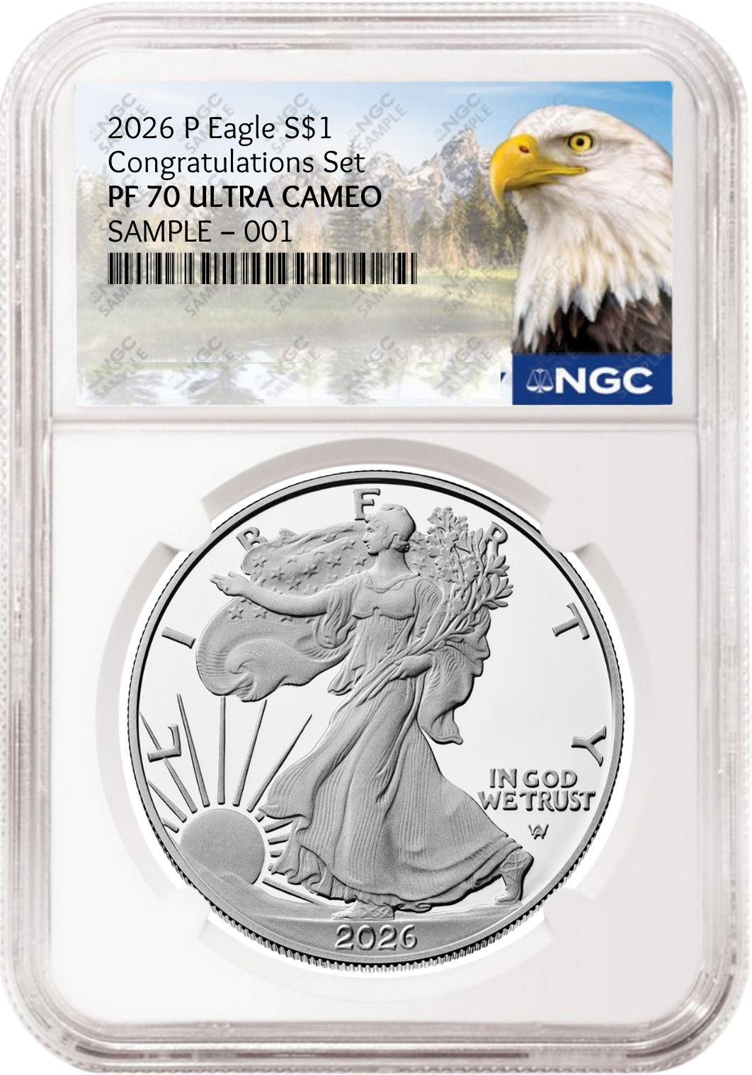 2026 P Congratulations Set Proof Silver Eagle NGC PF 70, Mtn