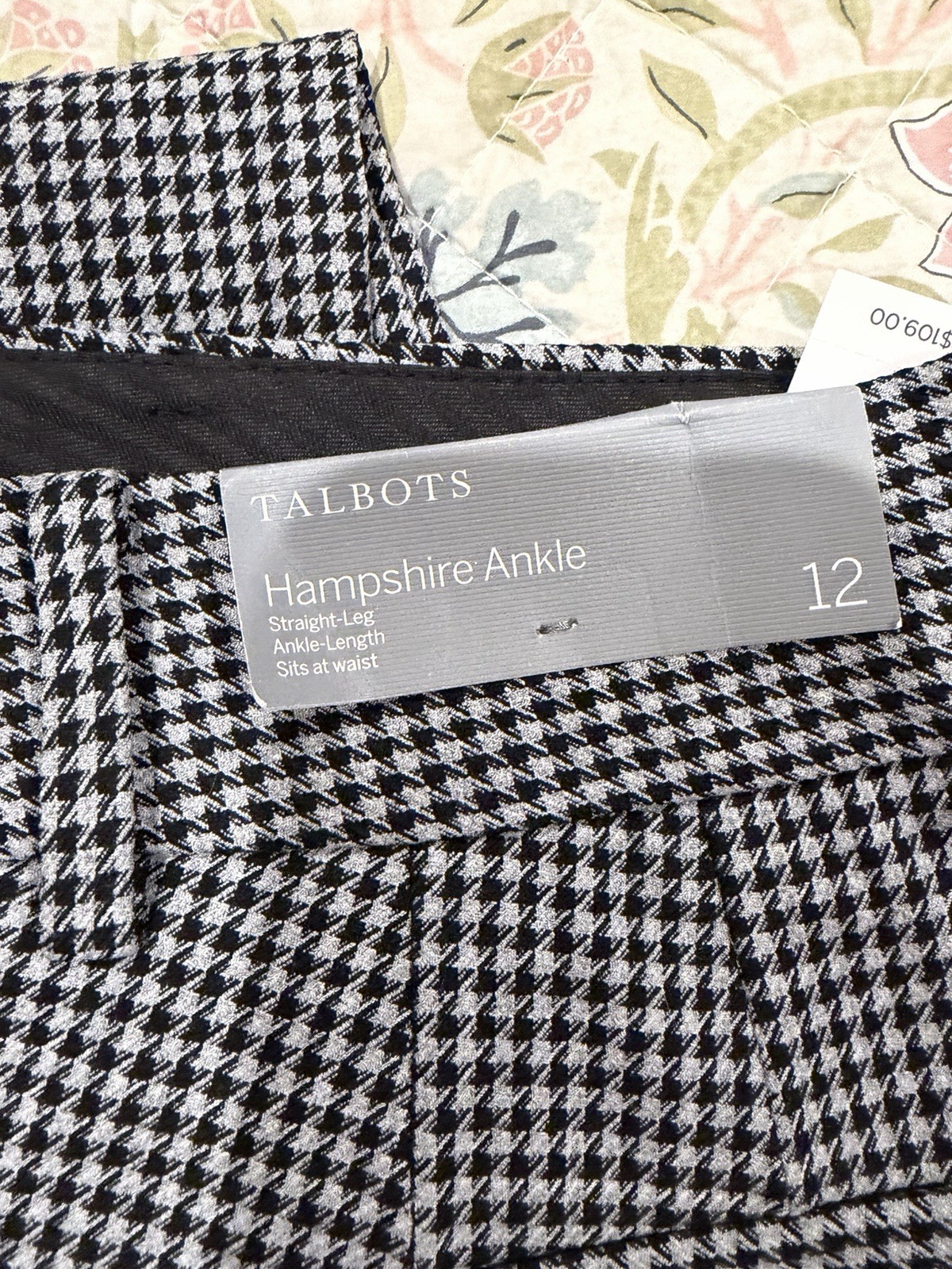 Talbots Hampshire Ankle Size 12 Herringbone Black & Gray Dress Pants Stretch NWT Talbots Hampshire Ankle Size 12 Herringbone Black & Gray Dress Pants Stretch NWT