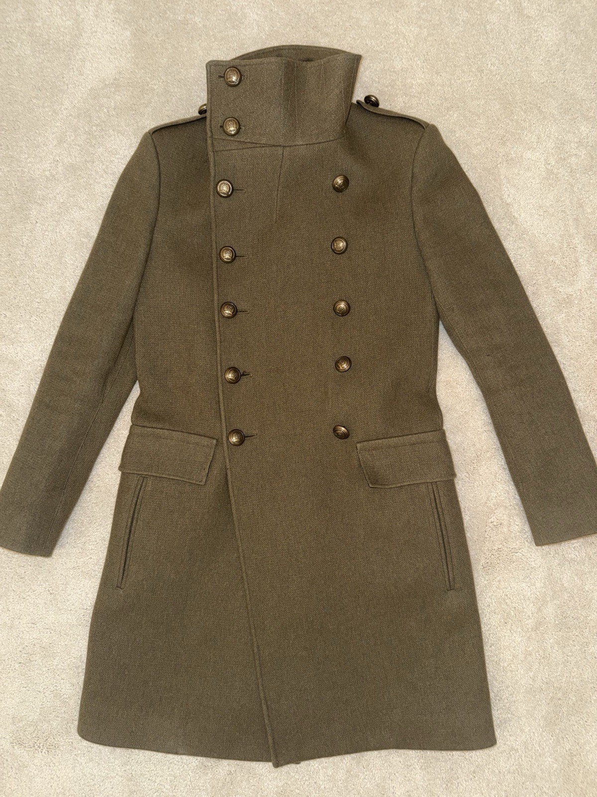 Balmain x H&M Military Coat Double Breasted Mens Size 48 / 38R outer long wool Balmain x H&M Military Coat Double Breasted Mens Size 48 / 38R outer long wool