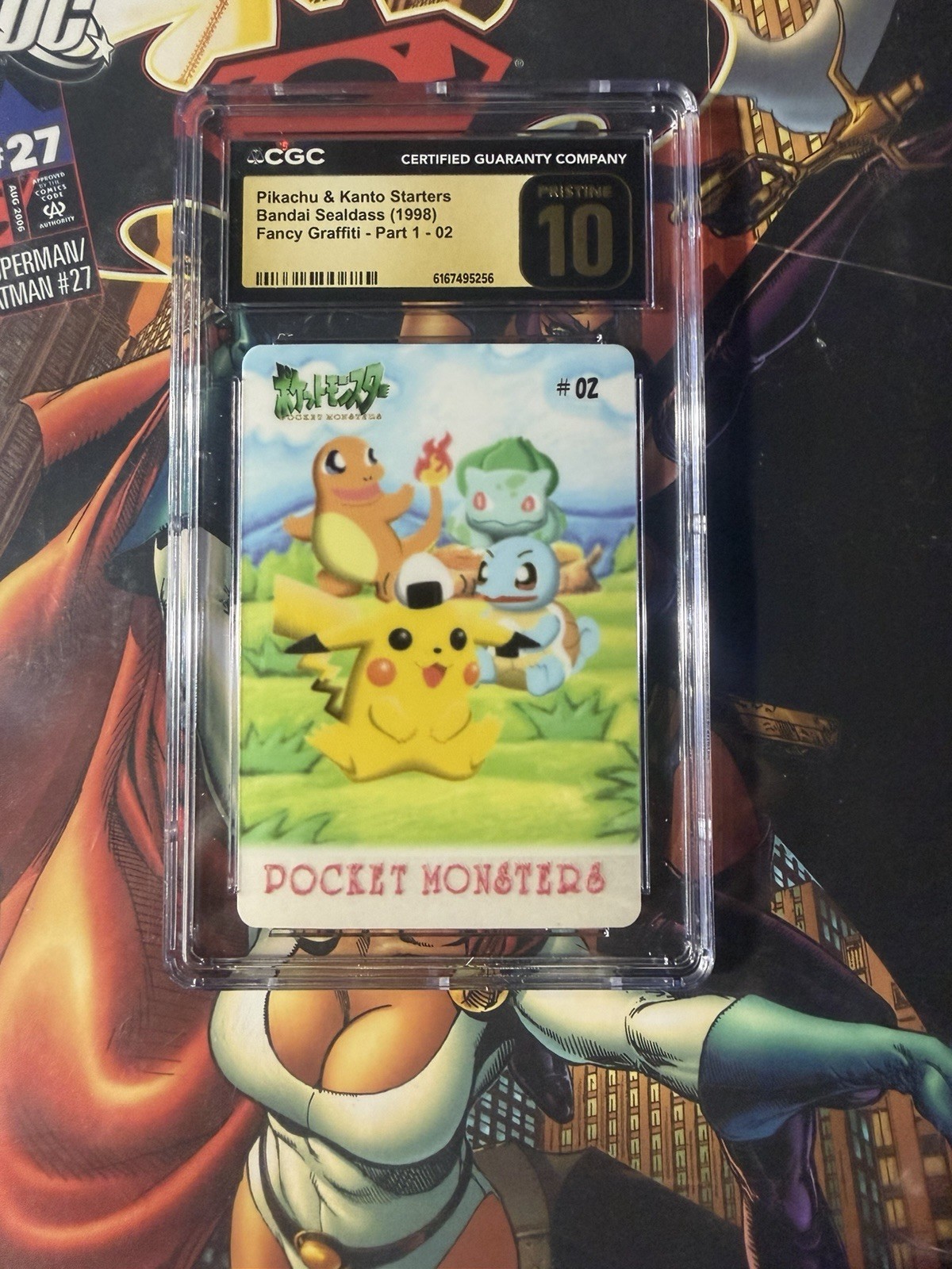 Pikachu & Kanto Starters Bandai (1998) Fancy Graffiti part 1-02 CGC pristine 10 Pikachu & Kanto Starters Bandai (1998) Fancy Graffiti part 1-02 CGC pristine 10