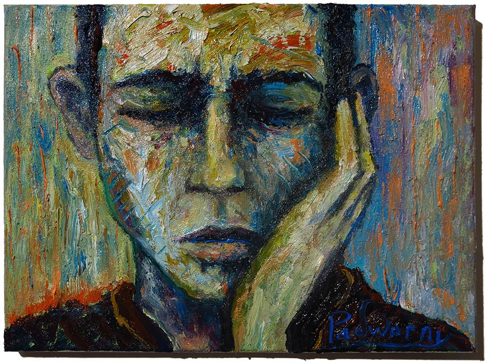 ORIGINAL FAUVE POP ART SIGNED OIL PAINTING ABSTRACT PORTRAIT VINTAGE FOR SALE NR