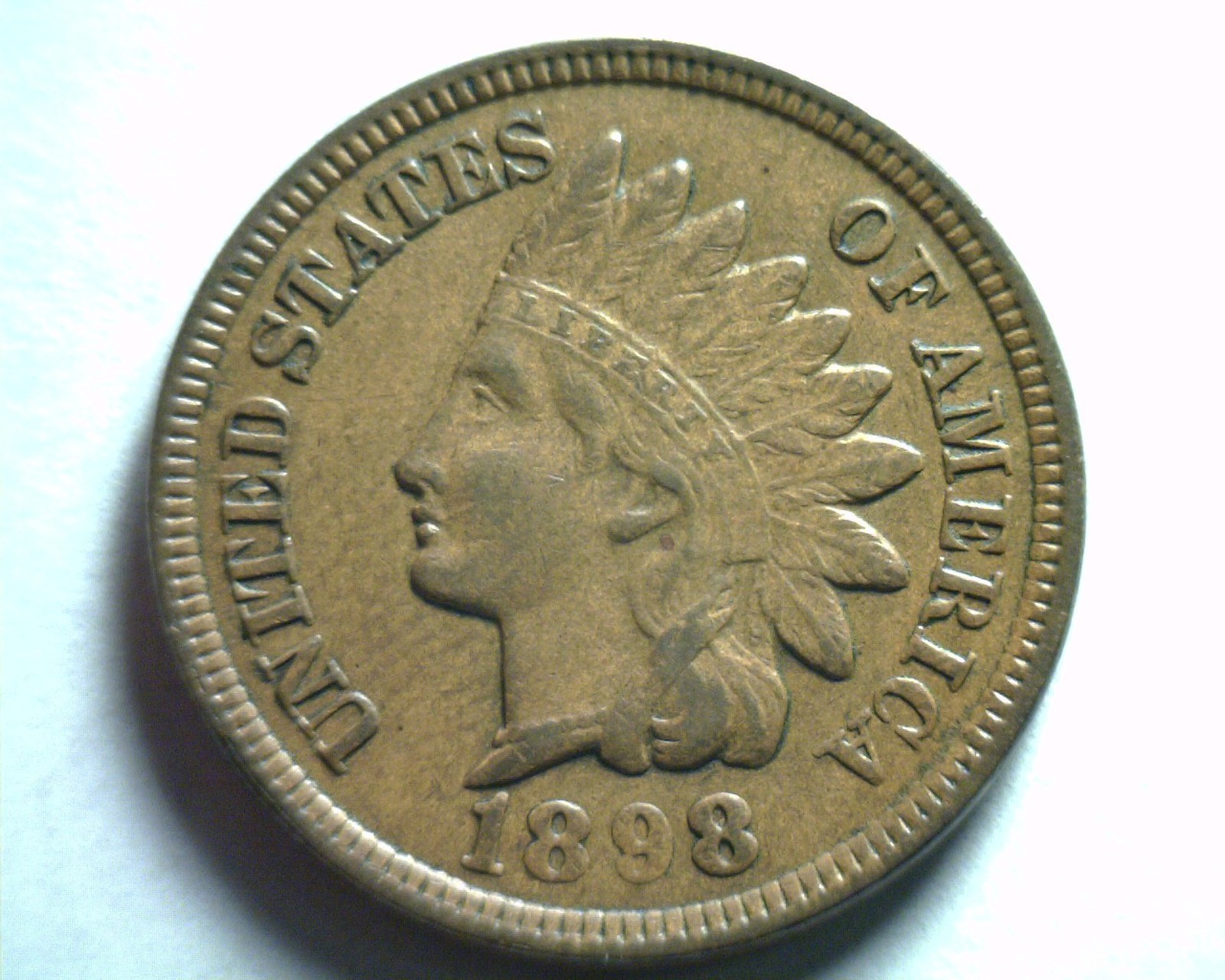 1898 INDIAN CENT PENNY EXTRA FINE / ABOUT UNCIRCULATED XF/AU NICE COIN EF/AU