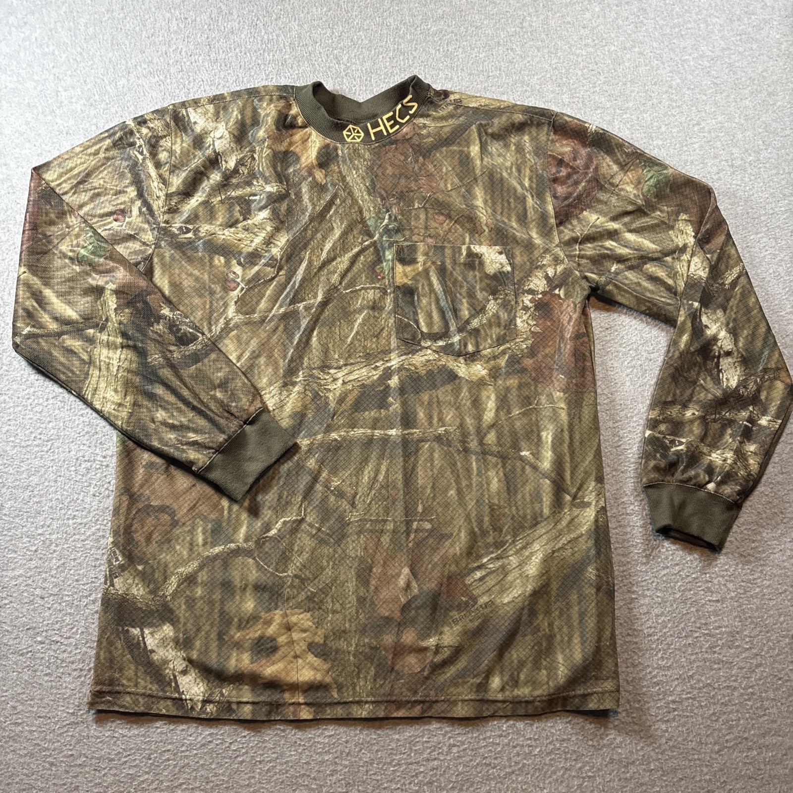 HECS Stealthscreen Camo Pocket Shirt Mens Sz L Breathable Long Sleeve Lightweigh HECS Stealthscreen Camo Pocket Shirt Mens Sz L Breathable Long Sleeve Lightweigh