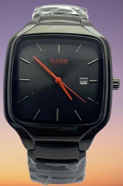Beautiful Rado True Date Indicator Quartz Working Men\'s Black-Tone Wristwatch