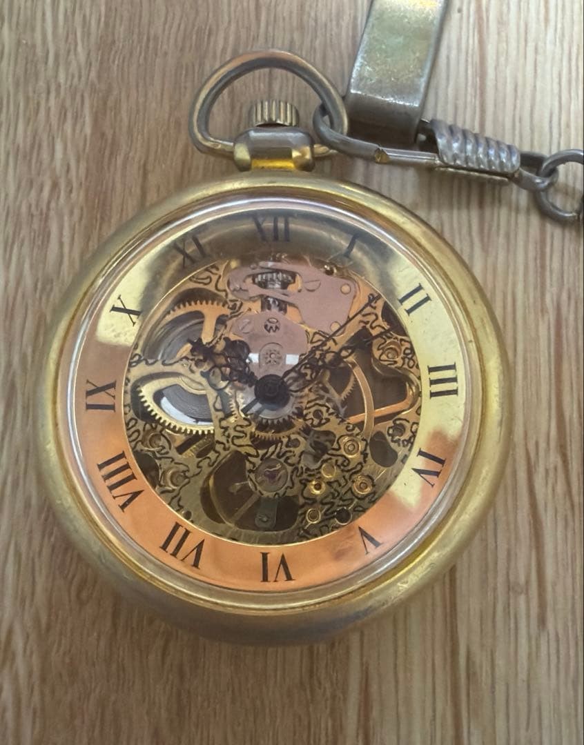 Antique Style Mechanical Ornate Skeleton Pocket Watch Brass Hand Wind Chain Antique Style Mechanical Ornate Skeleton Pocket Watch Brass Hand Wind Chain