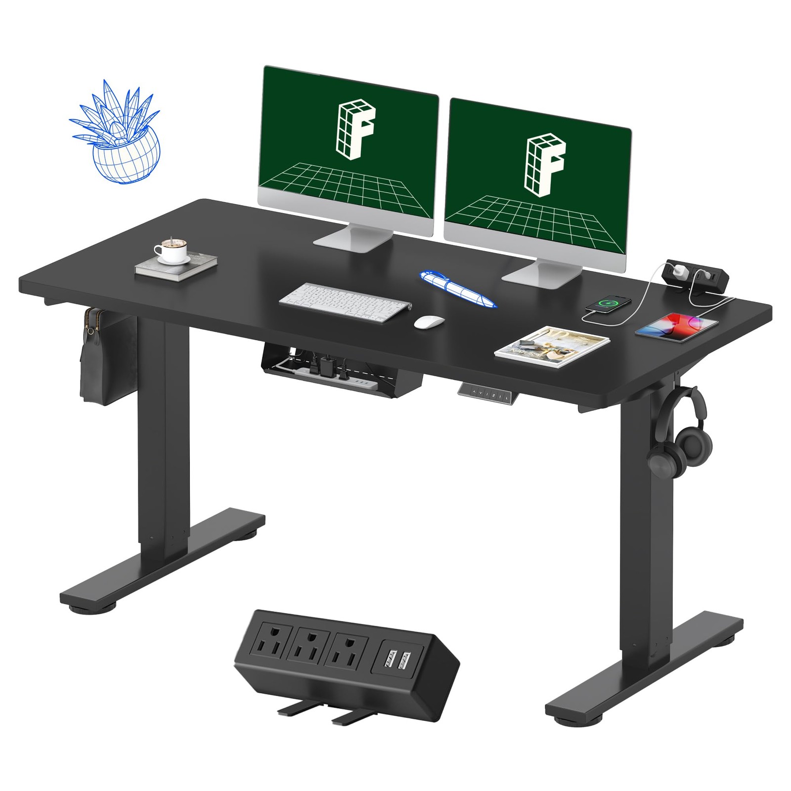 FLEXISPOT EN2 WholePiece Standing Desk with Clamp Power Strip, 55 x 28” Elect... FLEXISPOT EN2 WholePiece Standing Desk with Clamp Power Strip, 55 x 28” Elect...
